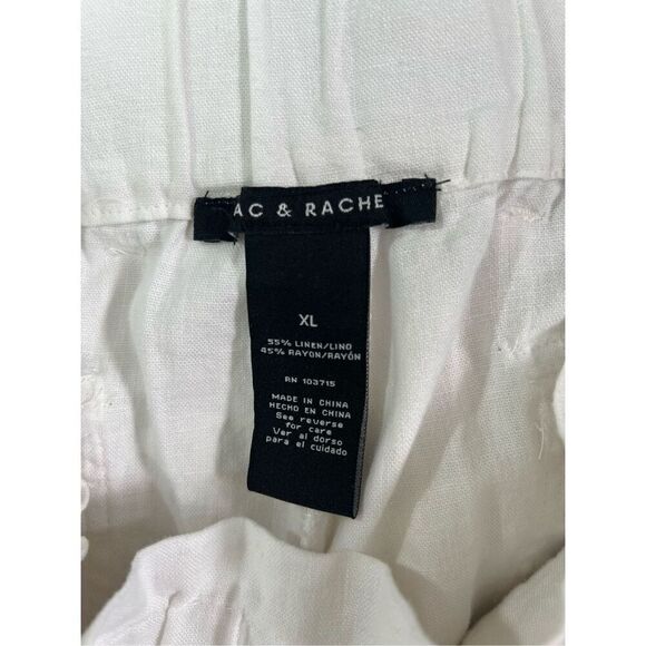 Zac & Rachel Crop Pants Linen Blend  Wide Leg White Belted Buckle Size XL 16 18 - Picture 7 of 7